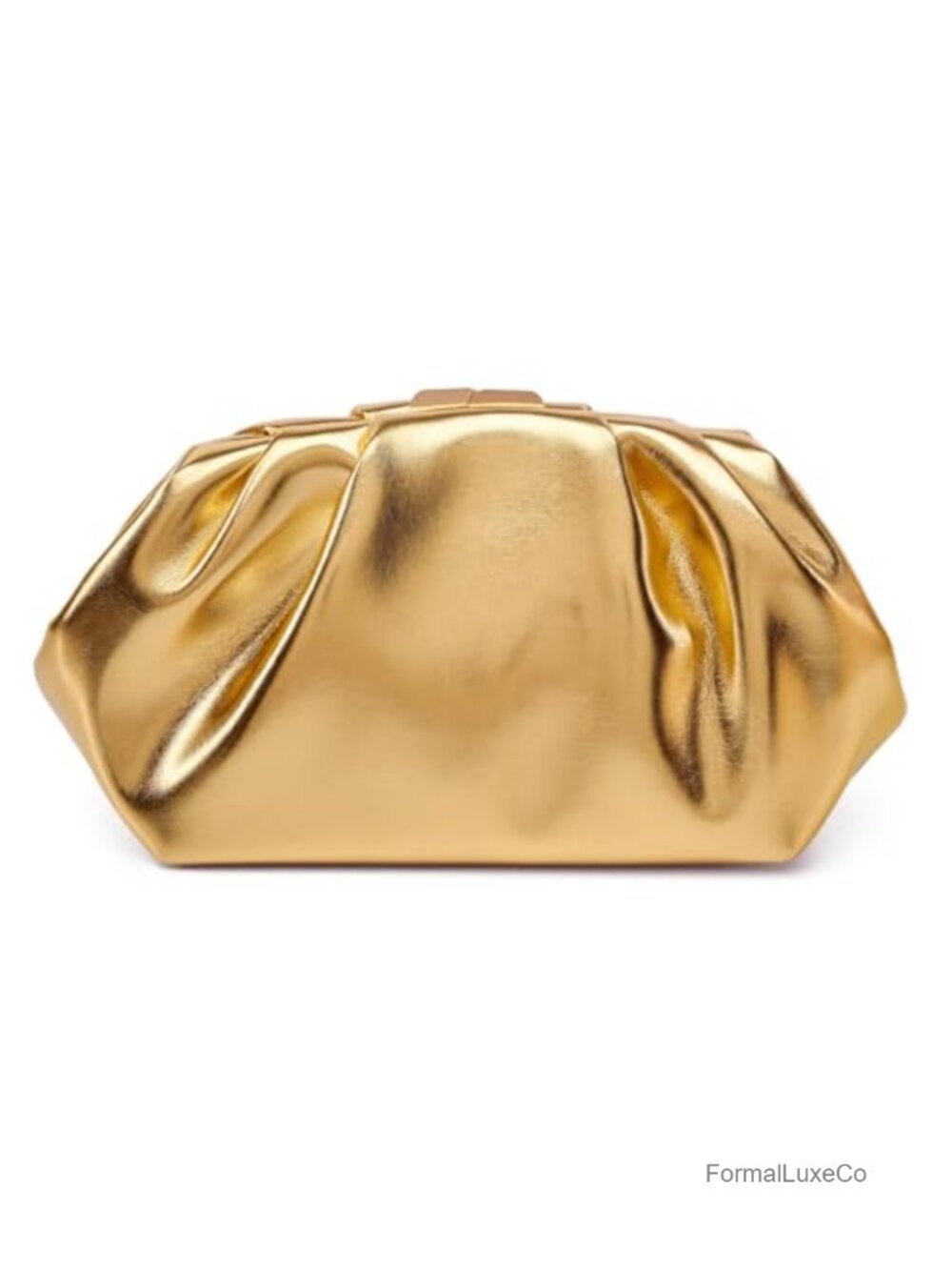Elegant Pleated Vegan Leather Clutch Purse Detachable Chain Evening Bag